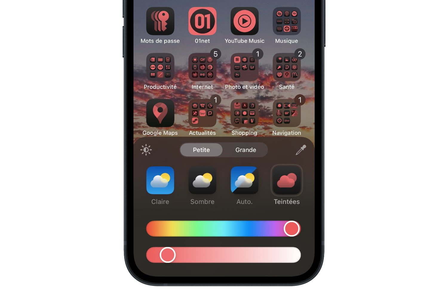 Comment colorer les icônes d’applications sur l’écran d’accueil de l’iPhone iOS 18 colorer icones apps