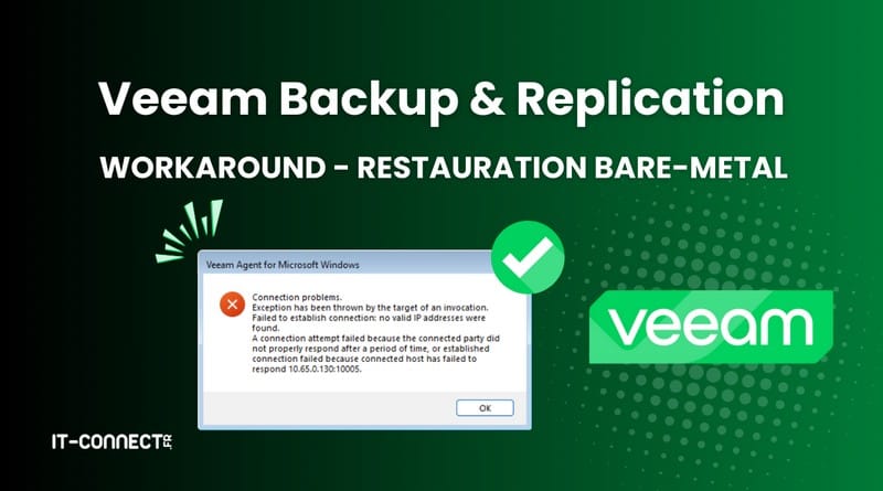 problème de connexion avec le média de restauration, que faire ? Veeam Backup Replication probleme connexion media de restauration Solution